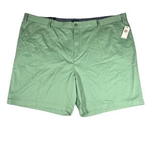 Nautica Mens Deck Shorts Size 56 Green Cotton Twill Flat Front Chino Shorts NEW